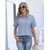 image:imageZeagoo Womens Button Down Blouse Rolled Cuffed Short Sleeve Shirts Casual Work Blouse Summer Hawaiian OutfitsTz273