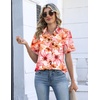 image:imageZeagoo Womens Button Down Blouse Rolled Cuffed Short Sleeve Shirts Casual Work Blouse Summer Hawaiian OutfitsWf97
