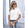 image:imageZeagoo Womens Button Down Blouse Rolled Cuffed Short Sleeve Shirts Casual Work Blouse Summer Hawaiian OutfitsWhite