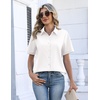 image:imageZeagoo Womens Button Down Blouse Rolled Cuffed Short Sleeve Shirts Casual Work Blouse Summer Hawaiian OutfitsWhite