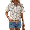 image:imageZeagoo Womens Button Down Blouse Rolled Cuffed Short Sleeve Shirts Casual Work Blouse Summer Hawaiian OutfitsXh216