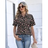 image:imageZeagoo Womens Button Down Blouse Rolled Cuffed Short Sleeve Shirts Casual Work Blouse Summer Hawaiian OutfitsXh532