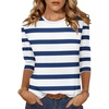 image:imageZeagoo Womens Casual 34 Sleeve TShirts Round Neck Cute Tunic Tops Basic Tees Blouses Business Work Tee TopNavy Stripestz290