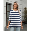 image:imageZeagoo Womens Casual 34 Sleeve TShirts Round Neck Cute Tunic Tops Basic Tees Blouses Business Work Tee TopNavy Stripestz290
