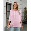 image:imageZeagoo Womens Casual 34 Sleeve TShirts Round Neck Cute Tunic Tops Basic Tees Blouses Business Work Tee TopPink Stripestz300