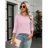 image:imageZeagoo Womens Casual 34 Sleeve TShirts Round Neck Cute Tunic Tops Basic Tees Blouses Business Work Tee TopPink Stripestz300