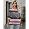 image:imageZeagoo Womens Casual 34 Sleeve TShirts Round Neck Cute Tunic Tops Basic Tees Blouses Business Work Tee TopPink Stripetz245