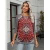 image:imageZeagoo Womens Casual 34 Sleeve TShirts Round Neck Cute Tunic Tops Basic Tees Blouses Business Work Tee TopRed Bohemiamz870
