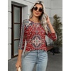 image:imageZeagoo Womens Casual 34 Sleeve TShirts Round Neck Cute Tunic Tops Basic Tees Blouses Business Work Tee TopRed Bohemiamz870