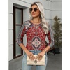 image:imageZeagoo Womens Casual 34 Sleeve TShirts Round Neck Cute Tunic Tops Basic Tees Blouses Business Work Tee TopRed Bohemiamz870