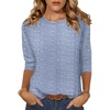 image:imageZeagoo Womens Casual 34 Sleeve TShirts Round Neck Cute Tunic Tops Basic Tees Blouses Business Work Tee TopStripes Bluetz273