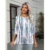 image:imageZeagoo Womens Casual 34 Sleeve TShirts Round Neck Cute Tunic Tops Basic Tees Blouses Business Work Tee TopWhite Bluezr229