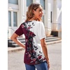 image:imageZeagoo Womens Puff Short Sleeve Boho Shirts Casual V Neck Floral Solid Summer Blouse Pleated Tunic TopBf183