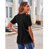 image:imageZeagoo Womens Puff Short Sleeve Boho Shirts Casual V Neck Floral Solid Summer Blouse Pleated Tunic TopBlack