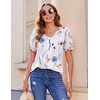 image:imageZeagoo Womens Puff Short Sleeve Boho Shirts Casual V Neck Floral Solid Summer Blouse Pleated Tunic TopDh6