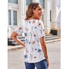 image:imageZeagoo Womens Puff Short Sleeve Boho Shirts Casual V Neck Floral Solid Summer Blouse Pleated Tunic TopDh6
