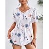 image:imageZeagoo Womens Puff Short Sleeve Boho Shirts Casual V Neck Floral Solid Summer Blouse Pleated Tunic TopDh6