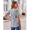 image:imageZeagoo Womens Puff Short Sleeve Boho Shirts Casual V Neck Floral Solid Summer Blouse Pleated Tunic TopDh62