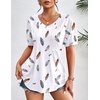 image:imageZeagoo Womens Puff Short Sleeve Boho Shirts Casual V Neck Floral Solid Summer Blouse Pleated Tunic TopDw170