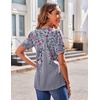 image:imageZeagoo Womens Puff Short Sleeve Boho Shirts Casual V Neck Floral Solid Summer Blouse Pleated Tunic TopFloral Grey Hf36