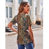 image:imageZeagoo Womens Puff Short Sleeve Boho Shirts Casual V Neck Floral Solid Summer Blouse Pleated Tunic TopMulti Floral Mz721