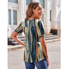image:imageZeagoo Womens Puff Short Sleeve Boho Shirts Casual V Neck Floral Solid Summer Blouse Pleated Tunic TopMulticolor 289
