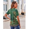 image:imageZeagoo Womens Puff Short Sleeve Boho Shirts Casual V Neck Floral Solid Summer Blouse Pleated Tunic TopPa171