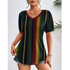 image:imageZeagoo Womens Puff Short Sleeve Boho Shirts Casual V Neck Floral Solid Summer Blouse Pleated Tunic TopStripe Tz275