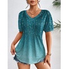 image:imageZeagoo Womens Puff Short Sleeve Boho Shirts Casual V Neck Floral Solid Summer Blouse Pleated Tunic TopXh363