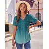 image:imageZeagoo Womens Puff Short Sleeve Boho Shirts Casual V Neck Floral Solid Summer Blouse Pleated Tunic TopXh363