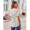 image:imageZeagoo Womens Puff Short Sleeve Boho Shirts Casual V Neck Floral Solid Summer Blouse Pleated Tunic TopXh403