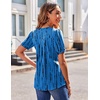 image:imageZeagoo Womens Puff Short Sleeve Boho Shirts Casual V Neck Floral Solid Summer Blouse Pleated Tunic TopZr459
