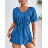 image:imageZeagoo Womens Puff Short Sleeve Boho Shirts Casual V Neck Floral Solid Summer Blouse Pleated Tunic TopZr459