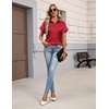 image:imageZeagoo Womens Satin Blouse Short Sleeve Silk Tops Button Down Shirts Business Casual OutfitsRed