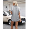 image:imageZeagoo Womens Satin Blouse Short Sleeve Silk Tops Button Down Shirts Business Casual OutfitsSilver Grey
