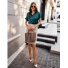image:imageZeagoo Womens Satin Blouse Short Sleeve Silk Tops Button Down Shirts Business Casual OutfitsTeal