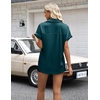 image:imageZeagoo Womens Satin Blouse Short Sleeve Silk Tops Button Down Shirts Business Casual OutfitsTeal