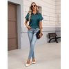 image:imageZeagoo Womens Satin Blouse Short Sleeve Silk Tops Button Down Shirts Business Casual OutfitsTeal