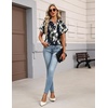 image:imageZeagoo Womens Satin Blouse Short Sleeve Silk Tops Button Down Shirts Business Casual OutfitsTie Dye Navy