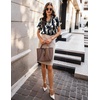 image:imageZeagoo Womens Satin Blouse Short Sleeve Silk Tops Button Down Shirts Business Casual OutfitsTie Dye Navy