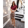 image:imageZeagoo Womens Satin Blouse Short Sleeve Silk Tops Button Down Shirts Business Casual OutfitsWine Red