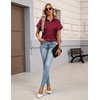 image:imageZeagoo Womens Satin Blouse Short Sleeve Silk Tops Button Down Shirts Business Casual OutfitsWine Red
