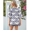 image:imageZeagoo Womens Tops 34 Sleeve V Neck Bohemian Blouses Casual Loose Fit Tunic Boho Shirts Floral Printed ClothesBlue Boho Mz903