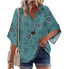 image:imageZeagoo Womens Tops 34 Sleeve V Neck Bohemian Blouses Casual Loose Fit Tunic Boho Shirts Floral Printed ClothesBlue Floral Mz858