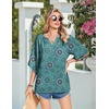 image:imageZeagoo Womens Tops 34 Sleeve V Neck Bohemian Blouses Casual Loose Fit Tunic Boho Shirts Floral Printed ClothesBlue Floral Mz858