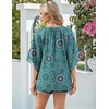image:imageZeagoo Womens Tops 34 Sleeve V Neck Bohemian Blouses Casual Loose Fit Tunic Boho Shirts Floral Printed ClothesBlue Floral Mz858