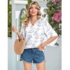 image:imageZeagoo Womens Tops 34 Sleeve V Neck Bohemian Blouses Casual Loose Fit Tunic Boho Shirts Floral Printed ClothesBlue Leaf Sp106