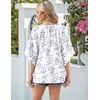 image:imageZeagoo Womens Tops 34 Sleeve V Neck Bohemian Blouses Casual Loose Fit Tunic Boho Shirts Floral Printed ClothesBlue Leaf Sp106