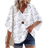 image:imageZeagoo Womens Tops 34 Sleeve V Neck Bohemian Blouses Casual Loose Fit Tunic Boho Shirts Floral Printed ClothesBlue Leaf Sp106