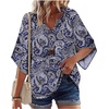 image:imageZeagoo Womens Tops 34 Sleeve V Neck Bohemian Blouses Casual Loose Fit Tunic Boho Shirts Floral Printed ClothesBlue Pattern Mz473
